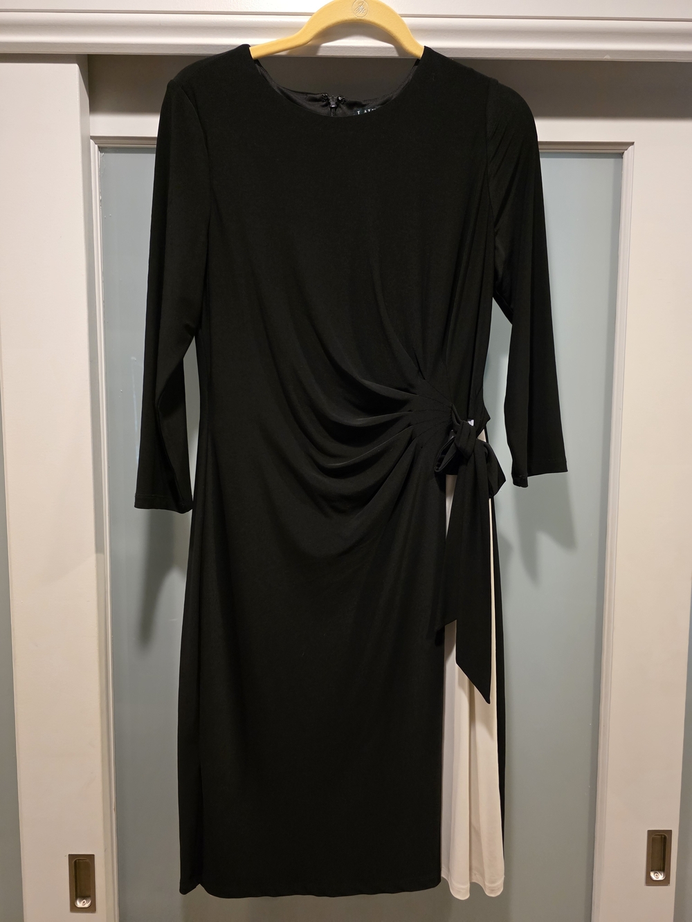 Lauren Ralph Lauren Black Midi Dress with Cream Side Panel